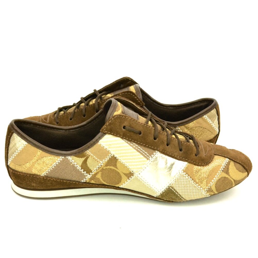 COACH Tidy Women's Size 8 Brown Patchwork Monogram Logo Sneakers #A1351 - Picture 8 of 10